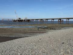 Looking back at the landing stage outside Hinkley - think lighter equipment can come in via this, heavy gear needs to come to Combwich and then by road from there
